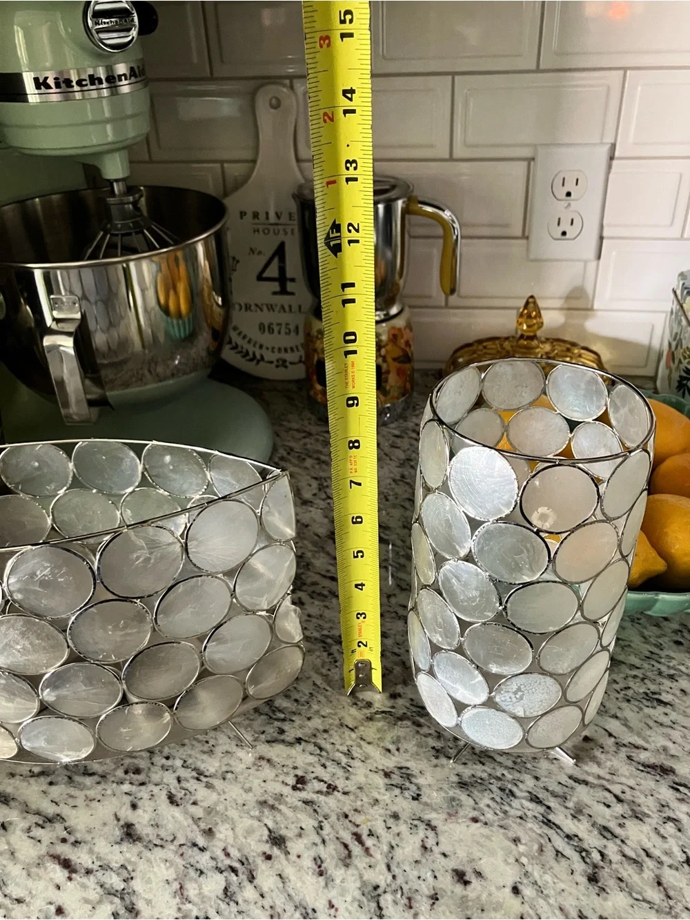 Two Target Capiz Candle Holders